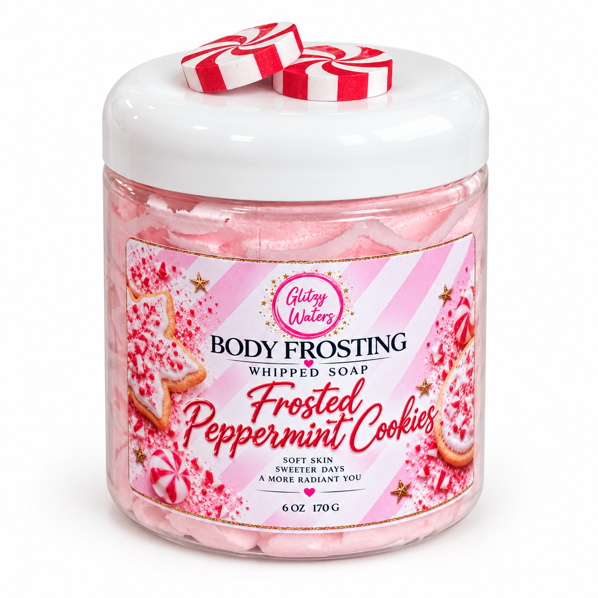 Frosted Peppermint Cookies Body Frosting Whipped Soap – handcrafted whipped soap by Glitzy Waters, photo 3