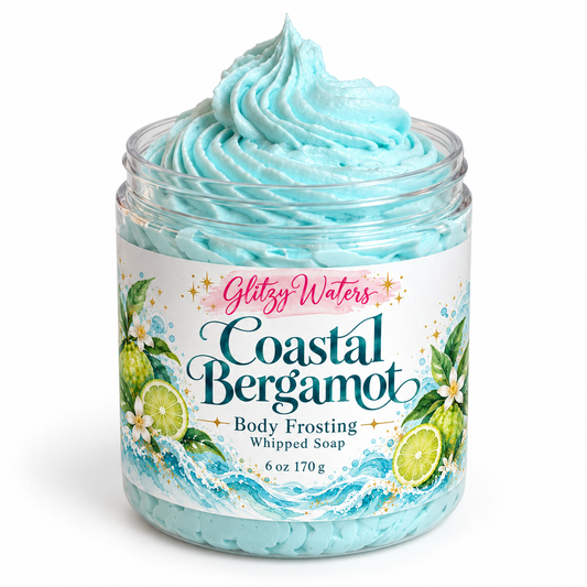 Coastal Bergamot Body Frosting Whipped Soap – handcrafted whipped soap by Glitzy Waters