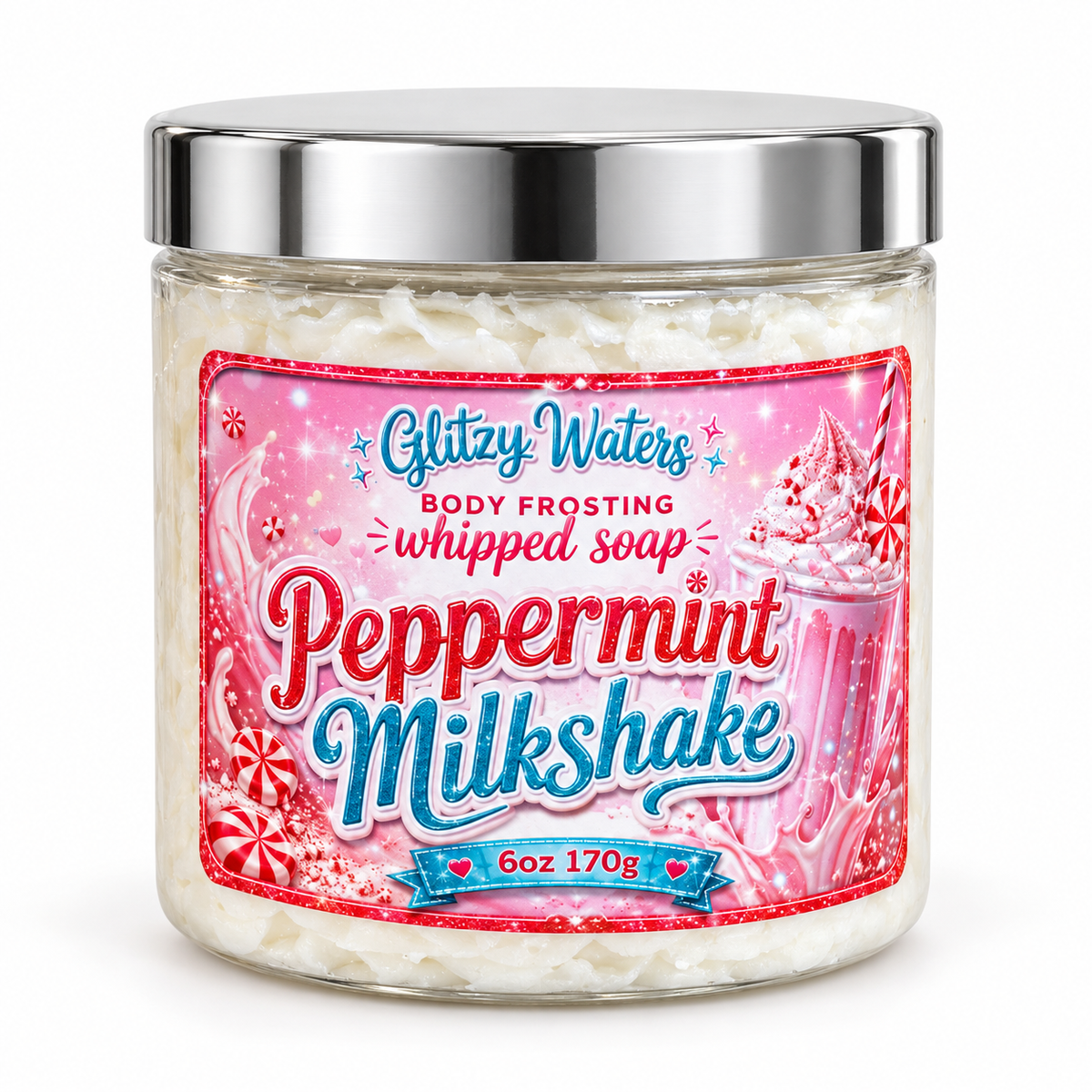 Peppermint Milkshake Body Frosting Whipped Soap – handcrafted whipped soap by Glitzy Waters, photo 2