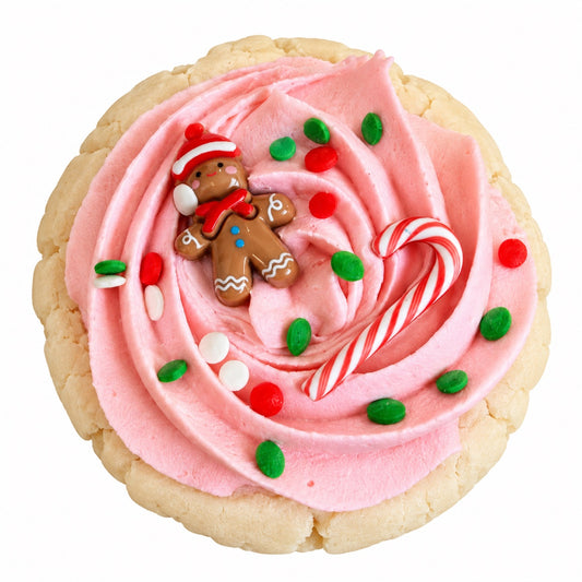 Bubble Bath Cookie in Frosted Peppermint Cookies by Glitzy Waters — frosted cookie bath treat with gingerbread topper