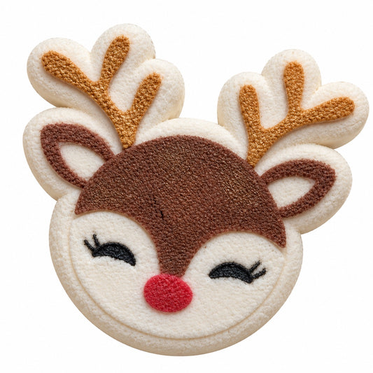 Reindeer Bath Bomb by Glitzy Waters — hand-painted reindeer face bath bomb, Cashmere Woods scent